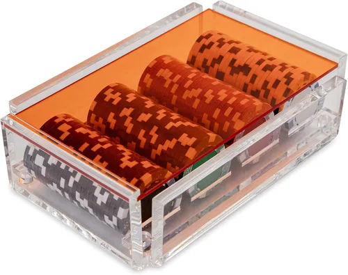 Miniatura 9 de La Ficha - Juego de fichas de póquer, 100 fichas resistentes y resistentes, incluye 4 fichas de color para jugar, caja de acrílico hecha a mano