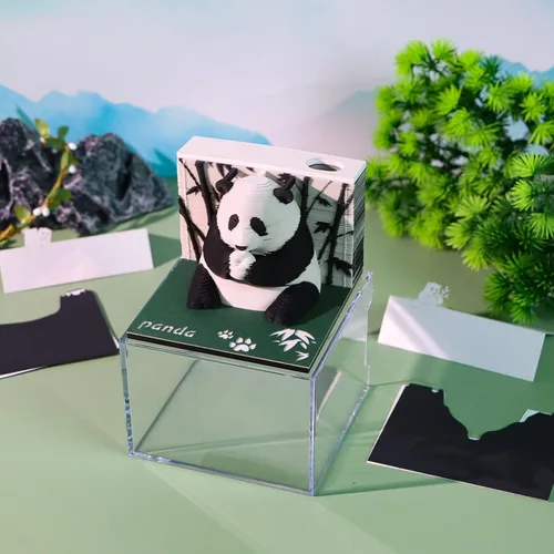 Miniatura 7 de Bloc de notas 3D, 217 hojas de papel creativo tallado panda arte 3D Notas adhesivas DIY Notes, decoración de escritorio, regalo