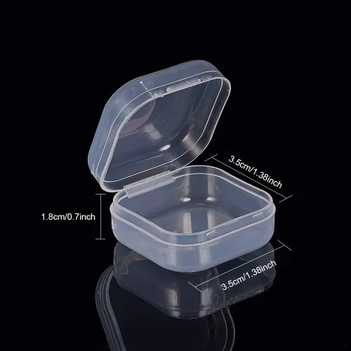 Miniatura 2 de BENECREAT Paquete de 24 contenedores cuadrados de plástico transparente de 1.38 x 1.38 x 0.7 pulgadas, con tapa para artículos, tapones