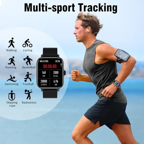 Miniatura 3 de Reloj inteligente para hombres y mujeres (respuesta/hacer llamadas) – Reloj inteligente con pantalla táctil completa de 1.9 pulgadas, compatible