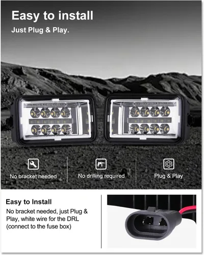 Miniatura 7 de Kiwi Master Faros antiniebla F150 mejorados para Ford F-150 2015-2020 – Kit de montaje de luces antiniebla LED de 4 pulgadas, juego de lámparas