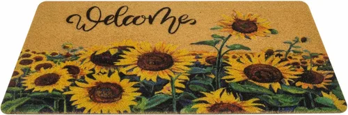 Miniatura 8 de IZUS Felpudo de bienvenida floral con diseño de girasoles de primavera de verano con flores de sol, antideslizantes, para puerta delantera, porche