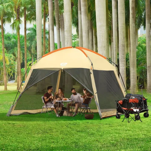 Miniatura 5 de Campros CP - Tienda de campaña con panel lateral contra viento y sol, carpa con paredes de red, estructura tipo gazebo para patio y actividades al