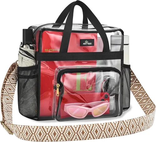Miniatura 32 de MAY TREE Bolsa transparente para eventos en estadios de 12 x 6 x 12 pulgadas, bolsa de almuerzo transparente con correas reforzadas para trabajo