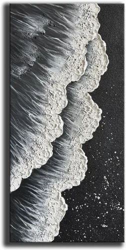 Miniatura 16 de YaSheng Art - Arte abstracto de 24 x 48 pulgadas, pinturas al óleo sobre lienzo, arte abstracto de plata gruesa, arte moderno para decoración