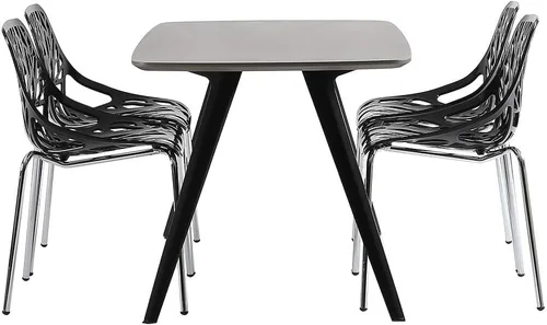 Miniatura 7 de Bonnlo Juego de 4 sillas de comedor apilables modernas, negras, sillas de plástico de abedul para comedor, sala de estar, oficina