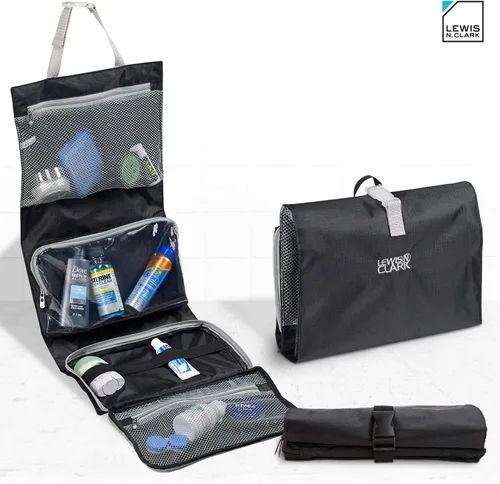 Miniatura 2 de Lewis N. Clark Neceser colgante para accesorios de viaje, champú, cosméticos + artículos personales con compartimento impermeable y diseño plegable