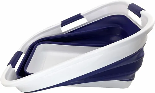 Miniatura 2 de SAMMART Cesta plegable de plástico de 30 L (8 galones) para lavandería, contenedor de almacenamiento plegable y organizador, tina de lavado