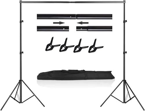 HYJ-INC Soporte de fondo para estudio fotográfico y de vídeo, soporte de fondo fotográfico ajustable de 8 x 8 pies, kit de sistema de soporte de