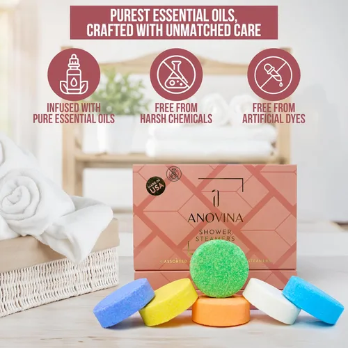 Miniatura 6 de Anovina Caja de regalo de aromaterapia hecha en Estados Unidos, regalos de cuidado personal para mujeres y hombres, bombas de ducha totalmente