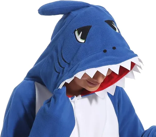 Miniatura 3 de Pijama mameluco de tiburón para mujer, disfraz de tiburón