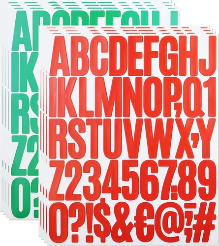 Miniatura 9 de 8 hojas de calcomanías de números de letras, calcomanías de vinilo del alfabeto de 2 pulgadas, calcomanías autoadhesivas de letras de puntuación