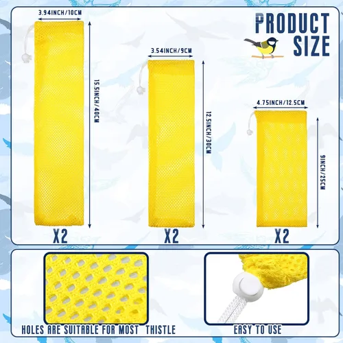 Miniatura 2 de Shappy 6 unidades de comederos de pinzones para colgar en exteriores, calcetines de cardo y pájaro para pájaros y semillas de cardo