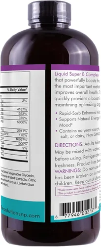 Miniatura 4 de Life Solutions Liquid Super B Complex -32 oz Aumenta naturalmente los niveles de energía de tu cuerpo