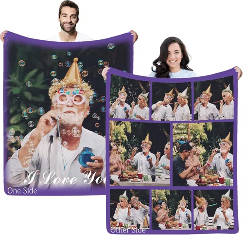 Miniatura 14 de Regalos personalizados de cumpleaños para el Día del Padre, para papá, abuelo, hombres, manta personalizada con fotos para mi papá, regalos de hija