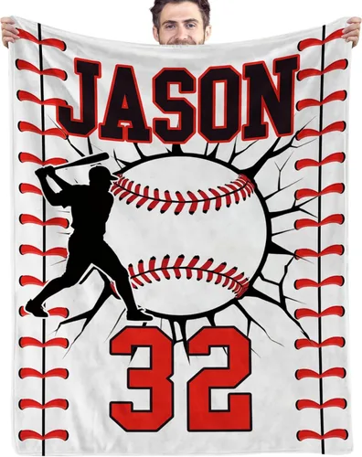 Mantas de béisbol personalizadas con números de nombre, mantas de franela personalizadas para juegos de equipo de béisbol, regalos para niños,