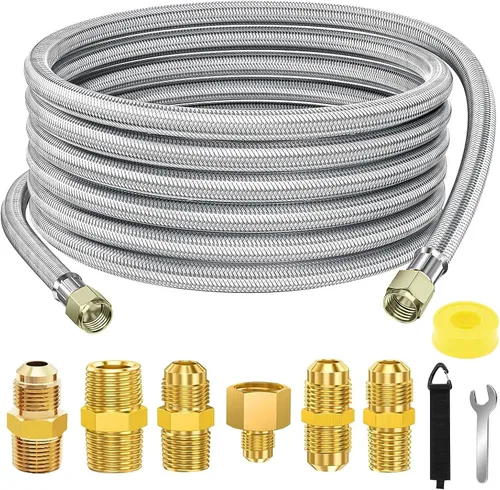 Extensión de manguera de propano de 24 pies, manguera de gas trenzada de alta presión, kit de conversión de propano para parrilla de barbacoa,