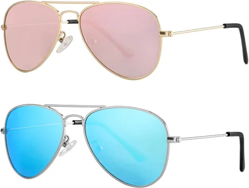 Miniatura 132 de Gleyemor Lentes de sol polarizados estilo aviador para niños y niñas, jóvenes, adolescentes, dos tamaños de 1.969 in y 2.047 in