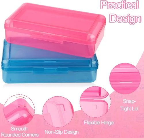 Miniatura 3 de Meiikun Caja de lápices, cajas de lápices de gran capacidad, 2 compartimentos, estuche rígido con tapa hermética, caja organizadora de Amarillo