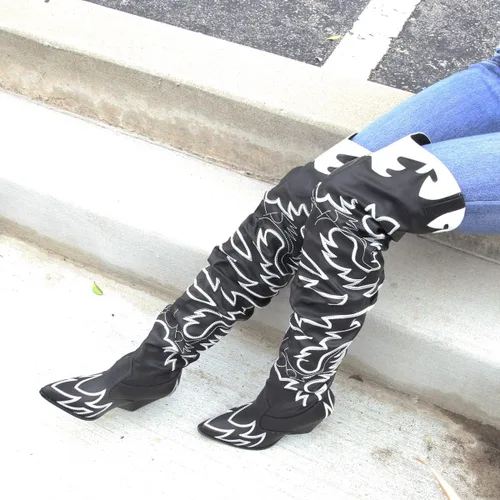 Miniatura 3 de Cape Robbin Hilda - Botas altas por encima de la rodilla y con tacón grueso y bajo