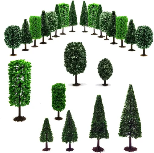 Miniatura 2 de Baryuefull - Árboles en miniatura y modelos con arbustos de base, árboles de diorama, modelo de bosque, tren, paisaje, árboles falsos para paisaje