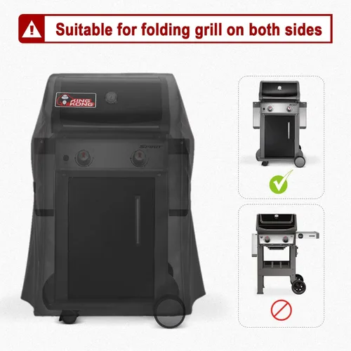 Miniatura 2 de Kingkong 7105 Premium Cover para parrillas de gas Weber serie 210 con ambas colapsadas (no apto para Spirit II E-210), color negro