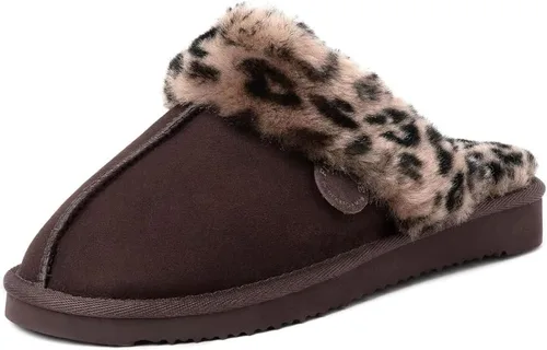 Miniatura 20 de Dearfoams Fireside Sydney Pantuflas anchas de piel de oveja para mujer, para interiores y exteriores