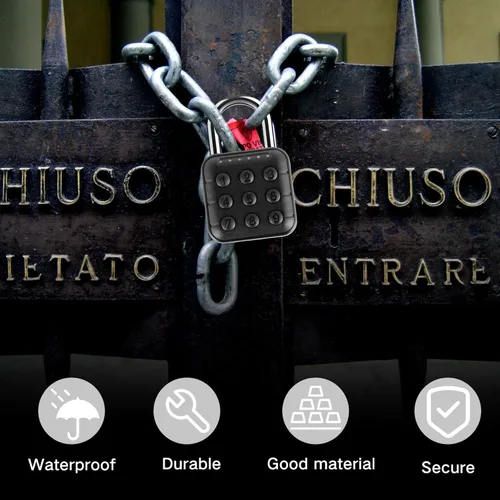 Miniatura 5 de Cerradura de combinación, bloqueo de casillero de 6 dígitos con contraseña de aleación de aluminio, candado digital con botón seguro, candados