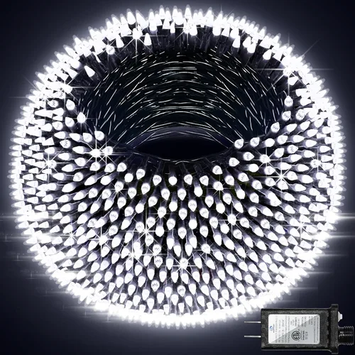 Miniatura 14 de QUHUATU - Guirnalda de 300 luces led de Navidad de 75 pies, 12 modos de iluminación, con memoria de temporizador, para árbol de Navidad, interiores