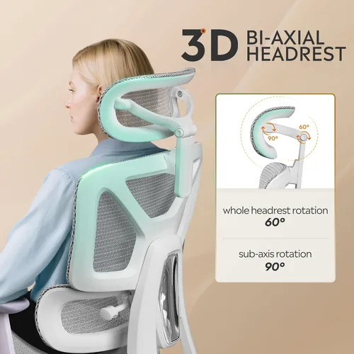 Miniatura 5 de Silla de escritorio ergonómica de malla DEVAISE con reposapiés, resistente, respaldo alto reclinable y giratoria, silla de oficina cómoda