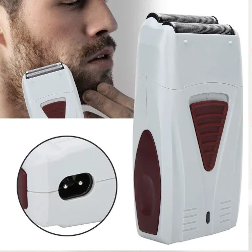 Miniatura 5 de Afeitadora eléctrica, kit de recortadora de barba de lámina húmeda y seca recargable por USB con estuche de viaje para aseo del cabello