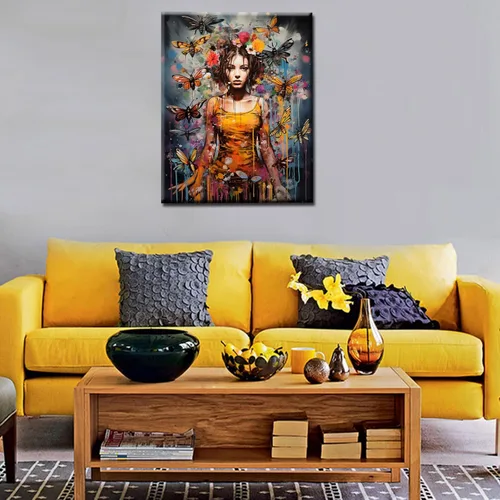 Miniatura 3 de TUMOVO Pintura por números para niñas con flores para adultos, principiantes, mujeres rodeadas de abejas, pintura acrílica por números, pintura