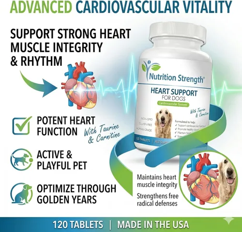 Miniatura 3 de Apoyo cardíaco para perros con taurina y carnitina, promueve la circulación sanguínea, apoya la función cardiovascular, integridad muscular cardíaca
