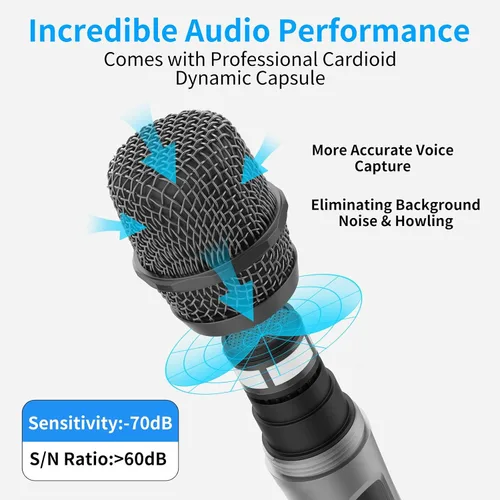 Miniatura 4 de Aveek Micrófono inalámbrico para karaoke, micrófono de mano profesional para cantar con receptor recargable, micrófono de karaoke inalámbrico