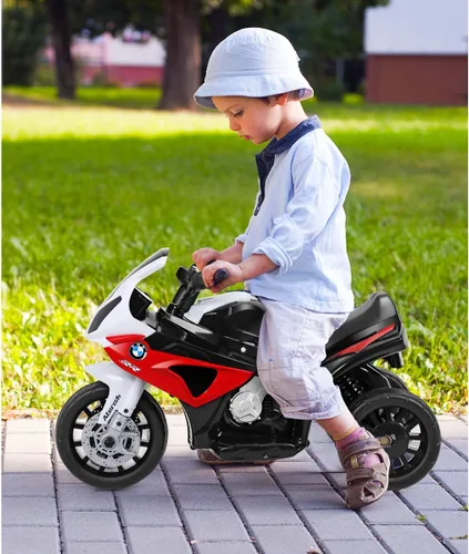 Miniatura 2 de Costzon Motocicleta eléctrica para niños, con licencia BMW de 6 V, juguete alimentado por batería con faros delanteros y música, pedal, 3 ruedas
