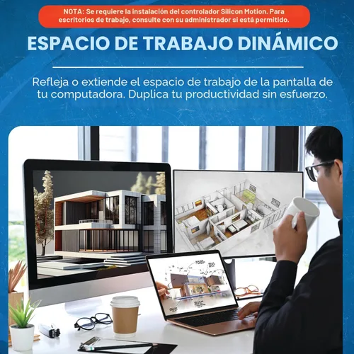 Miniatura 8 de OREI SplitExtend - Divisor HDMI extendido para monitor doble, pantalla de varios monitores, 3 pantallas separadas, adaptador USB A y USB-C a HDMI