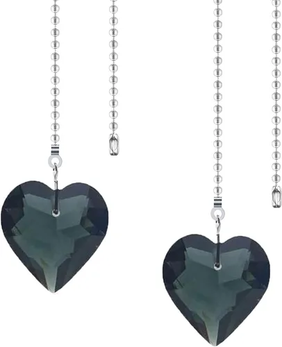Miniatura 14 de Extensor de cadena para ventilador de techo, paquete de 2 colgantes decorativos de prisma de corazón de cristal de 12 pulgadas con conectores de AB