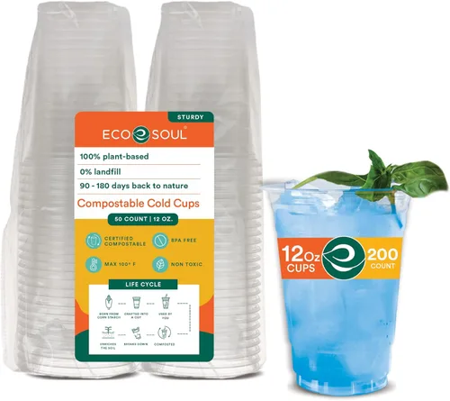 Miniatura 14 de ECO SOUL Vasos de fiesta desechables 100% compostables Vasos de fiesta ecológicos (500 unidades, vasos fríos de 16 onzas)