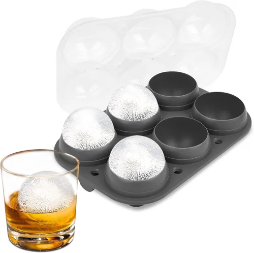 Miniatura 17 de Samuelworld - Gran molde para bolas de hielo con tapa, bolas de hielo de 6 x 2,5 pulgadas - Sin BPA, bandeja de hielo redonda de silicona fácil