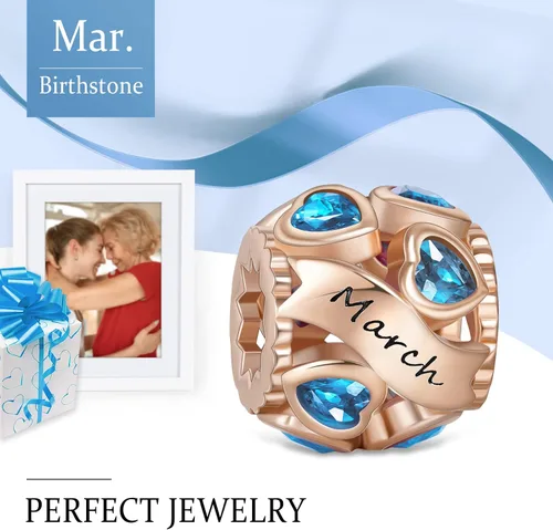 Miniatura 38 de Abalorio de plata de ley 925 con piedra natal de Ningan, abalorio de corazón para pulseras y collares, regalo de cumpleaños para mujeres y niñas