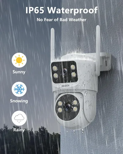 Miniatura 7 de (Audio de 2 vías y seguimiento automático) Cámara PTZ de doble lente con lente dual, cámaras exteriores para seguridad del hogar, sistema WiFi