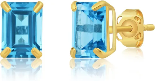 14k Gold Solitaire Emerald Cut Stud Earrings for Women 7x5mm Birthstone Earrings Gemstone Earrings for Women Gemstone Stud Earrings for Women by