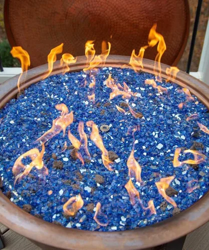 Miniatura 155 de NUPICK Vidrio de Fuego de 5 Libras, Vidrio Brillante para Fogata de 1/2 Pulgada, Roca de Vidrio Templado para Fogata para Propano o Gas Natural