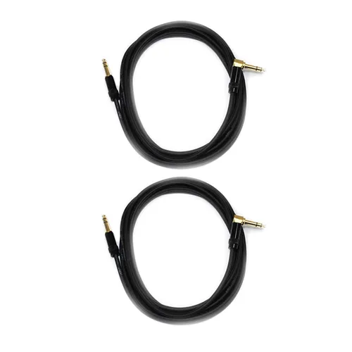 Miniatura 2 de Audio2000'S E26112P2 - Paquete de dos cables TRS de 12 pies chapados en oro de 1/4 de pulgada en ángulo recto a TRS de 1/4 de pulgada rectos