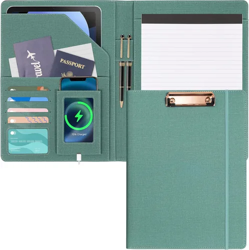Miniatura 7 de Ospelelf Portapapeles de almacenamiento rosa para mujer, folio con bloc de notas, carpeta de cuero para profesores Elemento en polvo