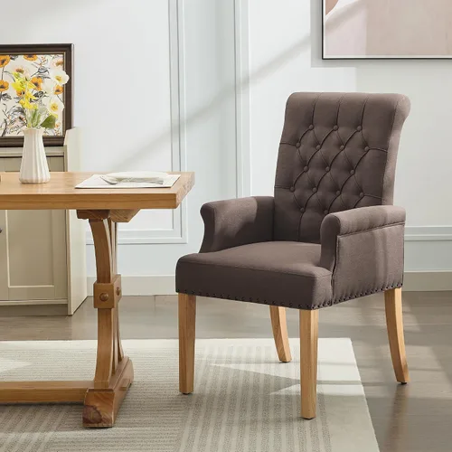 Miniatura 14 de WUTUTUEE Silla de comedor de terciopelo con brazos, sillas de comedor tapizadas acolchadas de respaldo alto, sillón decorativo con patas cromadas