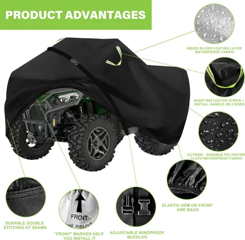 Miniatura 4 de Funda para ATV, Impermeable para Exteriores de Servicio Pesado Cubiertas para Vehículos de 4 Ruedas, Poliéster 420D Antidesgarro Anti-UV, Cubierta