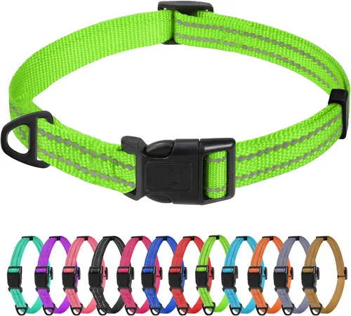 Miniatura 29 de TagME Collares de nailon reflectantes para perros, collar ajustable clásico para mascotas con hebilla de liberación rápida para perros pequeños