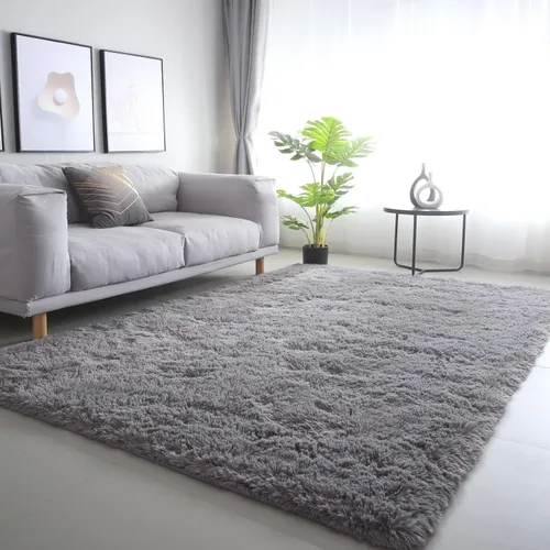 Miniatura 43 de Alfombras para dormitorio de niñas sala de estar: alfombra de área peluda de 5 x 7 para sala de juegos de niños, alfombra peluda de felpa pastel