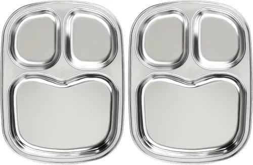 Platos divididos de acero inoxidable coreanos, bandeja para niños, bebés y niños pequeños, sin BPA, control de alimentos dietéticos, platos para